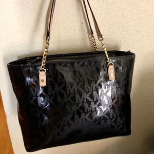 Tote style patent leather black Michael kors bag